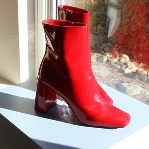 Prada Red Leather Ankle Bootie NWT